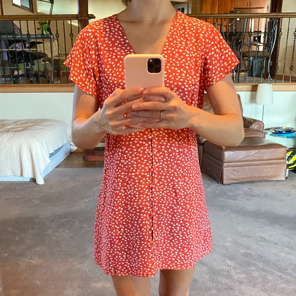 Rails Red and White Floral Mini Dress